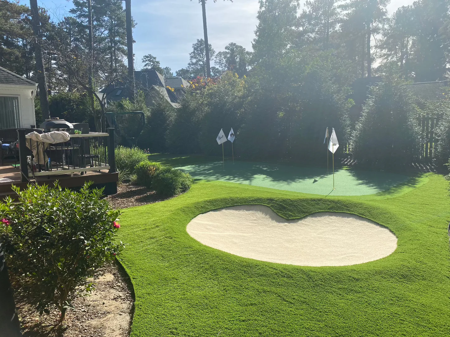 Backyard Putting Green with Artificial Grass Sand Trap